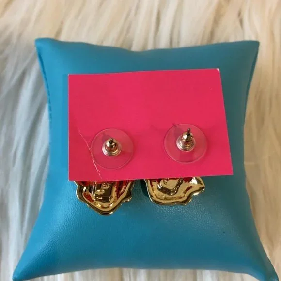 Lilly Pulitzer Leopard Gold Tone Earrings - Picture 6 of 6